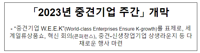 「2023년 중견기업 주간」 개막 「2023년 중견기업 주간」 개막