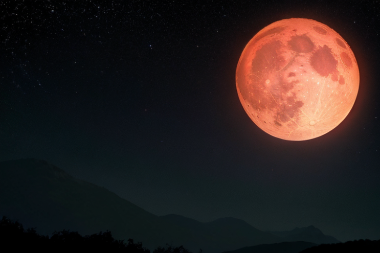 [Ai Greem] 배경_달 140: 상업적으로 활용 가능한 분위기 있는 멋진 붉은 달, 적월 Ai 일러스트