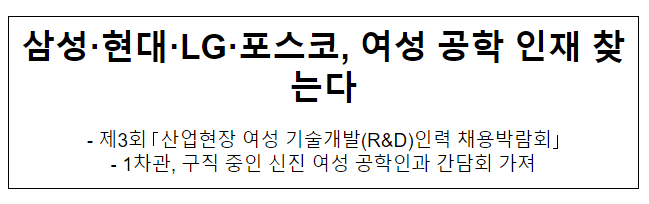 삼성·현대·LG·포스코, 여성 공학 인재 찾는다