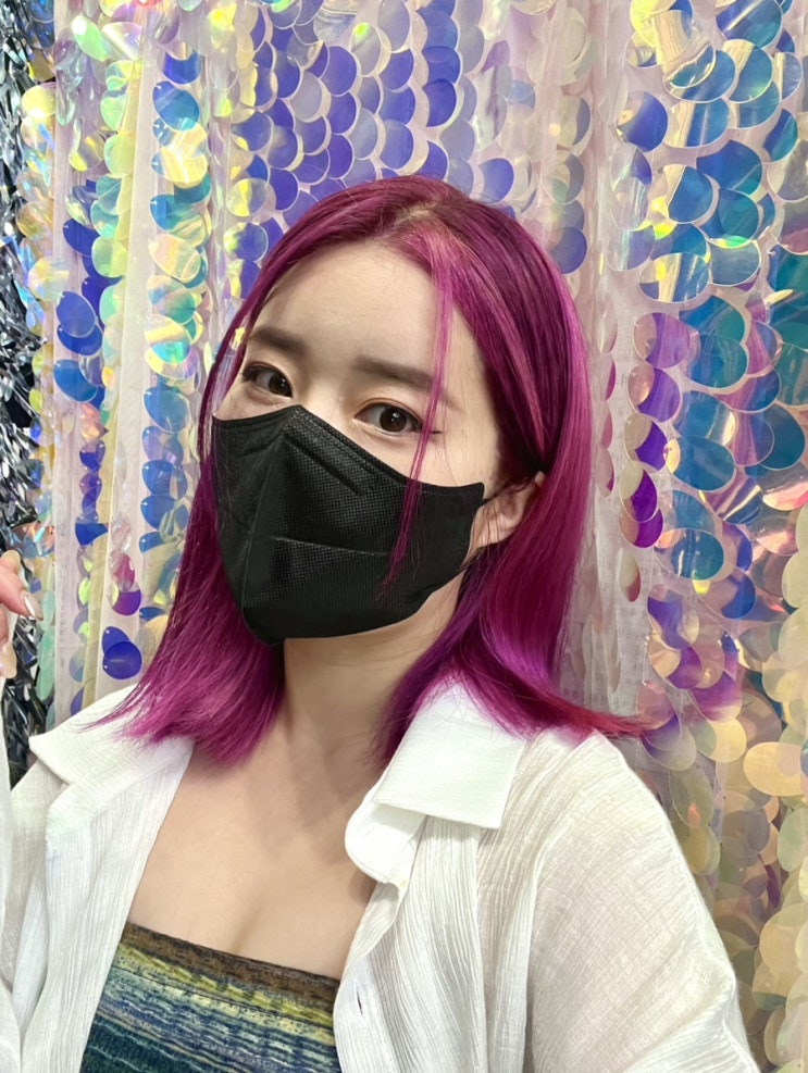 로즈핑크 핫핑크 디자인염색 교대탈색