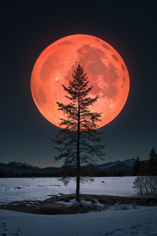[Ai Greem] 배경_달 105: Free image of a lunar eclipse and red moon in the snow & winter background.