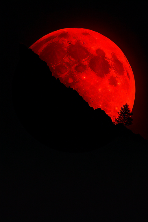 [Ai Greem] 배경_달 126: 월식, 붉은 달, 적월, 빨간 달, 하늘, 밤하늘, 상업적으로 사용 가능한 무료 이미지, 월식 일러스트, 월식 AI 이미지
