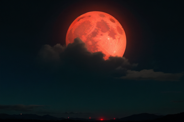  [Ai Greem] 배경_달 136: 월식, 붉은 달, 적월, 빨간 달, 하늘, 밤하늘, 상업적으로 사용 가능한 무료 이미지, 월식 일러스트, 월식 AI 이미지