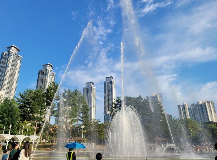 동탄 센트럴파크 소소한 음악분수 구경해보기