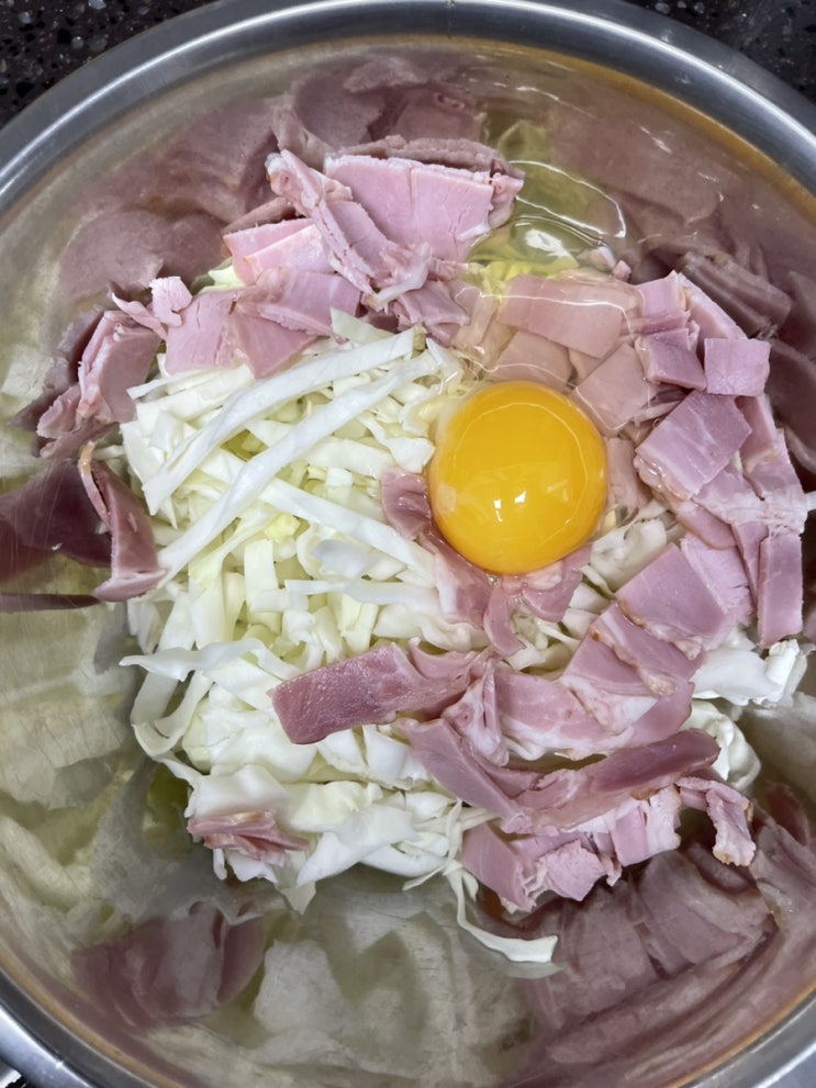 초간단한 오코노미야끼 만들기 양배추전 계란 양배추 다이어트 요리 다이어트 안주