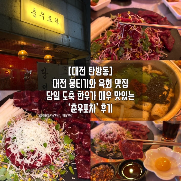 대전 탄방동 대전 뭉티기와 육회 맛집 ‘춘우포차’ 후기