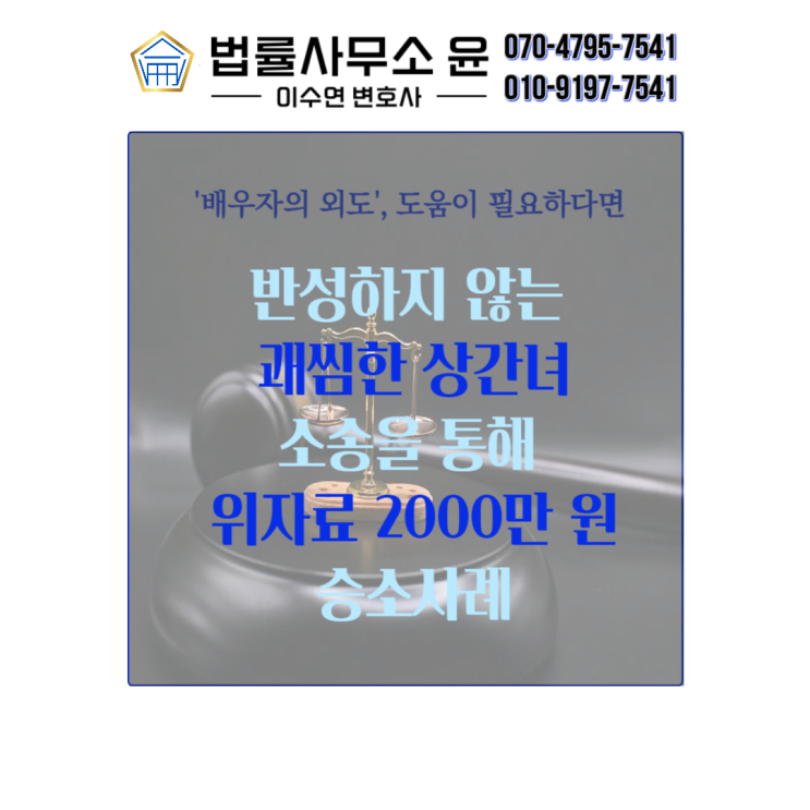  상간녀 소송 위자료 2000만 원 승소사례