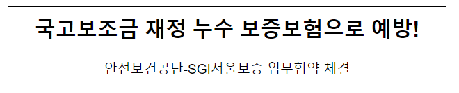 국고보조금 재정 누수 보증보험으로 예방! 국고보조금 재정 누수 보증보험으로 예방!