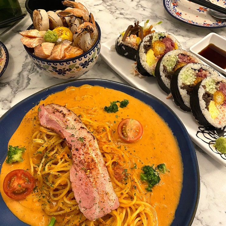 연남동 퓨전일식맛집 올랑올랑 파스타와 후토마끼의 조합