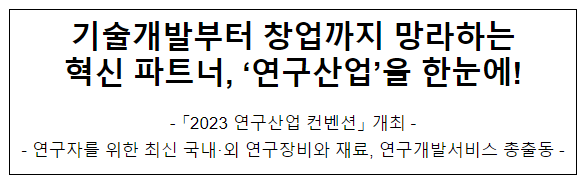 국제 연구산업 컨벤션 2023 개최