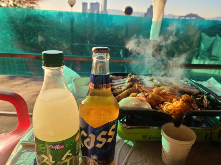  망우동 용마쉼터 가는 법 일몰이 이쁜 삼겹살 맛집 방문 후기