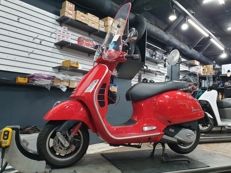  베스파 GTS125 10000KM마다 점검 꼭 해주세요!구동계점검,벨트,무브볼,에어필터,플러그,냉각수,교환 그리고 베스파 안장 시트 고장점검,기본점검 광명중앙오토바이