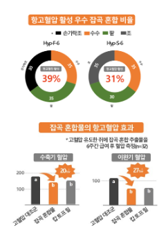 항고혈압 활성 높은 최적 잡곡 혼합 비율 찾아, 손가락조‧수수‧팥 혼합비 ‘30:35:35’일 때 항고혈압 활성 39%로 가장 높아 항고혈압 활성 높은 최적 잡곡 혼합 비율 찾아, 손가락조‧수수‧팥 혼합비 ‘30:35:35’일 때 항고혈압 활성 39%로 가장 높아