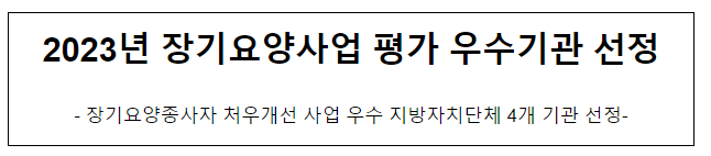 2023년 장기요양사업 평가 우수기관 선정