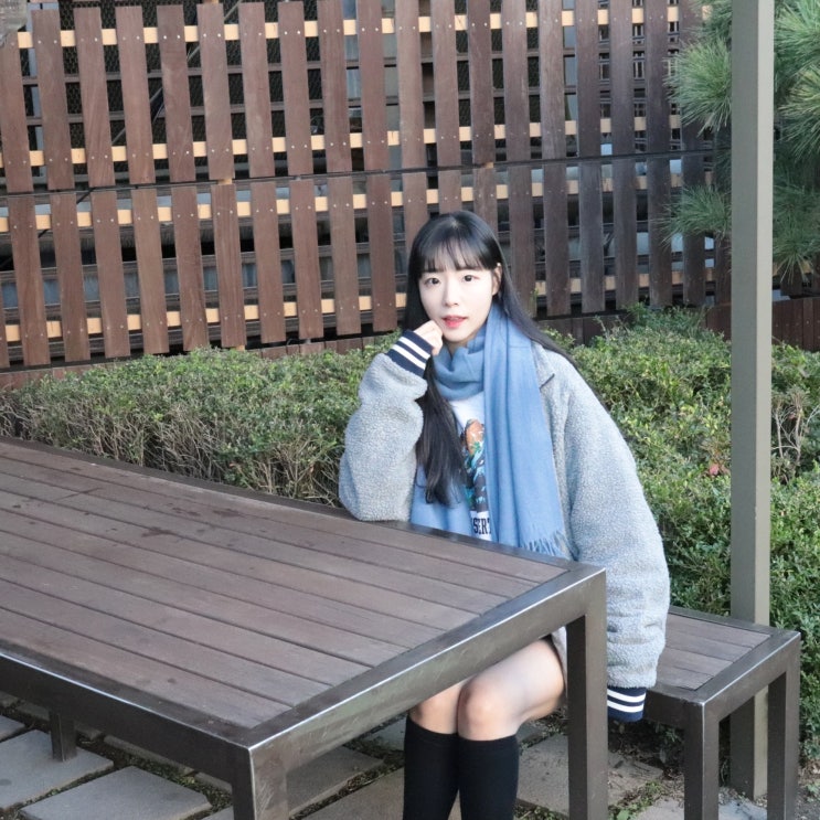  슬림9 터치소울 소울캐시 머플러, 더스티블루 겨울 커플목도리 후기
