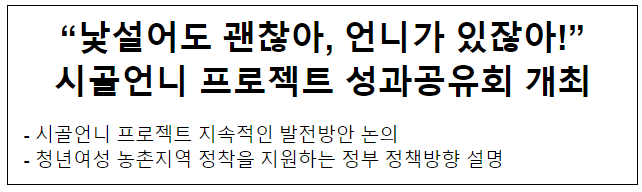 “낯설어도 괜찮아, 언니가 있잖아!” 시골언니 프로젝트 성과공유회 개최