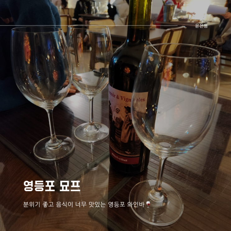  영등포와인바 분위기 좋은 묘프 마라파스타 통삼겹구이 레드와인