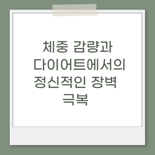  포항운동 체중 감량과 정신적인 장벽 극복 다이어트에서의 정신적인 승부