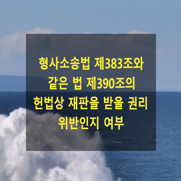  형사소송법 제383조(상고이유를 제한)와 같은 법 제390조(상고법원이 서면심리에 의하여, 변론 없이 판결할 수 있도록 규정)의 헌법상 재판을 받을 권리 위반 여부