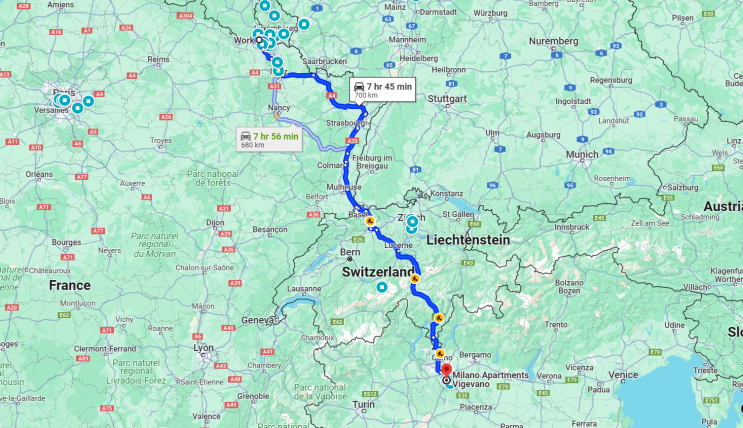 유럽에서 700km 주행하기: 룩셈부르크, 프랑스, 스위스, 이탈리아