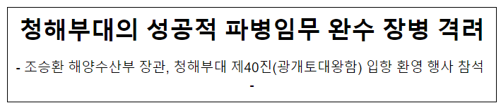 청해부대의 성공적 파병임무 완수 장병 격려