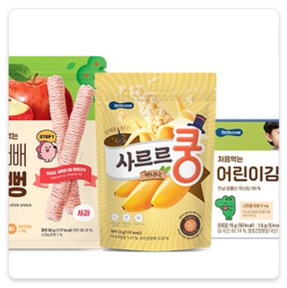  [베베쿡] 인기 식품 총집합/빼빼롱뻥/사르르쿵/배도라지/어린이김외