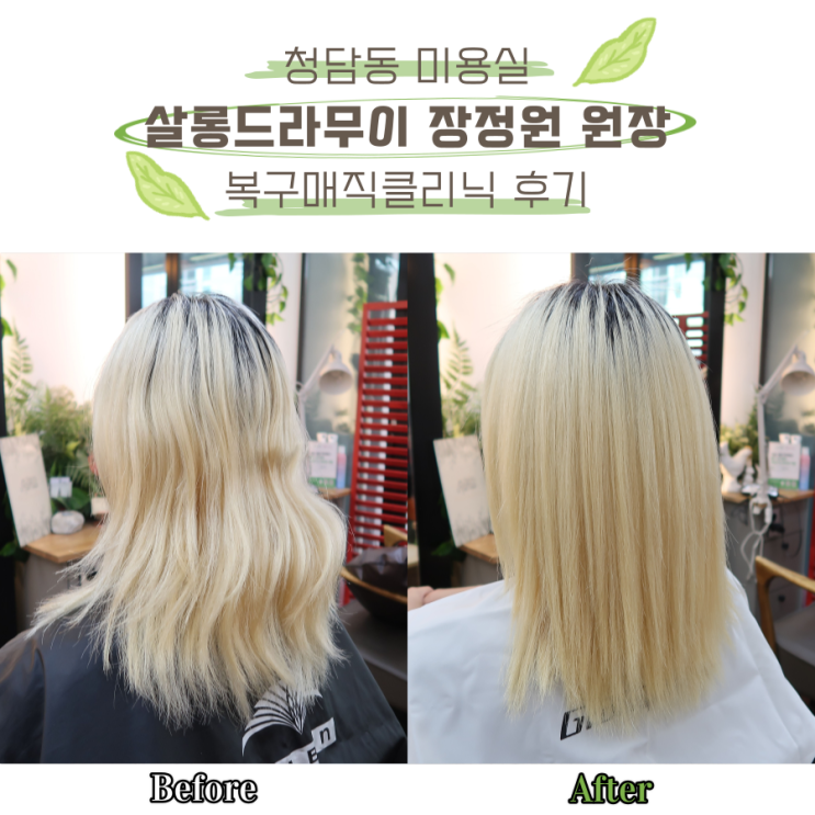  [청담역/미용실] 살롱드라무이 백금발 복구 매직 클리닉 솔직 후기 (feat. 장정원 원장님)