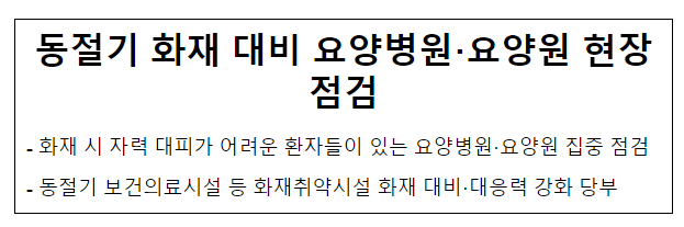 동절기 화재 대비 요양병원·요양원 현장점검