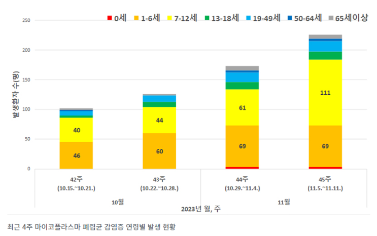 4주간 ‘마이코플라스마 폐렴환자’ 2배 증가…소아·아동 79.6% 4주간 ‘마이코플라스마 폐렴환자’ 2배 증가…소아·아동 79.6%