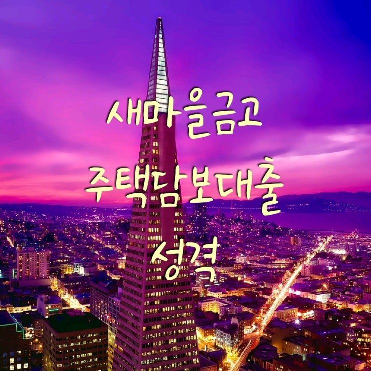 DSR 적용없는 <b>새마을금고</b>  주택담보대출 <b>특징</b>