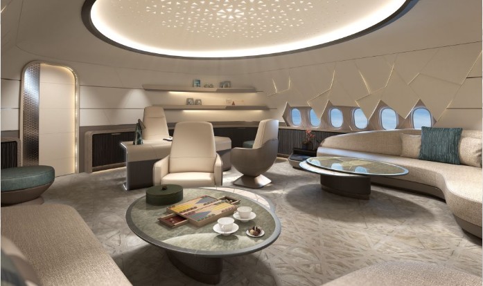  2025년 취항 예정인 보잉 와이드바디 BBJ 777-9 루프트한자 테크틱 객실의 새로운 셀레스틱 디자인 공개