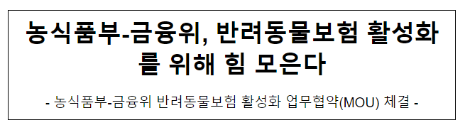 농식품부-금융위, 반려동물보험 활성화를 위해 힘 모은다