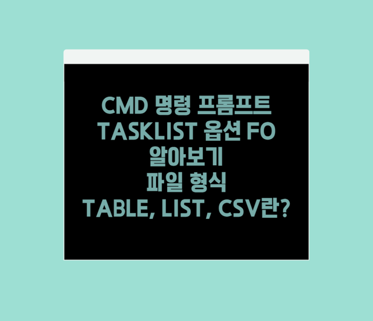  CMD 명령 프롬프트 TASKLIST 명령어 옵션 FO 형식 파일 형식 table list csv란?