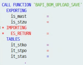 [율밥퍼] SAP ABAP -  BOM 생성 BAPI 소개 1편(BAPI_BOM_UPLOAD_SAVE)