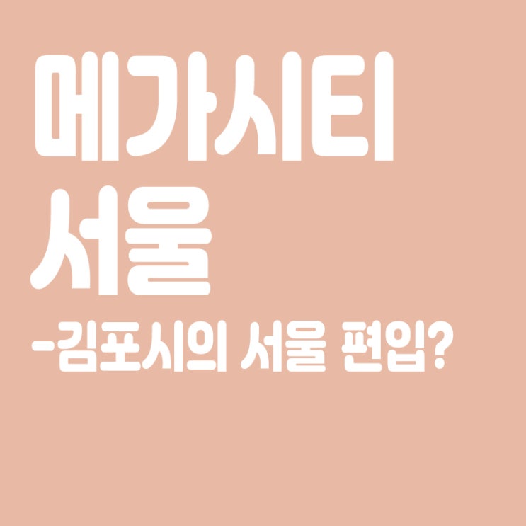 서울시와 국민의힘의 김포 서울 편입 논란,메가시티 서울이란?,메가시티 서울 뜻