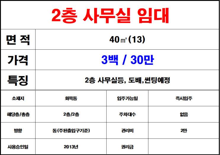  김해 칠산 화목동 사무실 임대