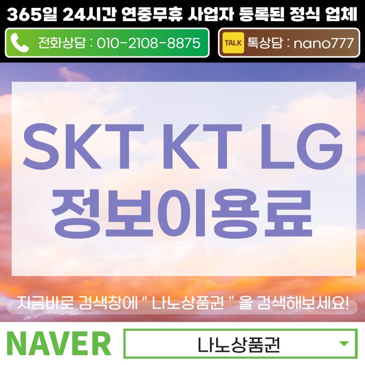 SKT KT LG 정보이용료 한도변경 및 차단방법 확인하기
