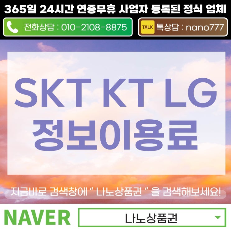  SKT KT LG 정보이용료 한도변경 및 차단방법 확인하기
