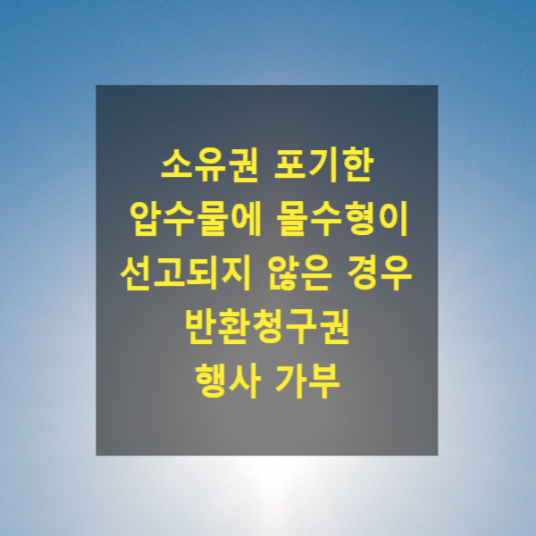  형사 절차에서 압수물에 대하여 소유권을 포기한 경우, 이후 몰수형이 선고되지 않은 경우 반환청구권 행사 가부