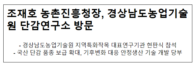 조재호 농촌진흥청장, 경상남도농업기술원 단감연구소 방문 조재호 농촌진흥청장, 경상남도농업기술원 단감연구소 방문