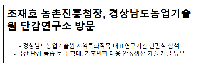 조재호 농촌진흥청장, 경상남도농업기술원 단감연구소 방문