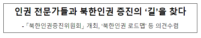 인권 전문가들과 북한인권 증진의 ‘길’을 찾다