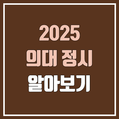 [증원 전] 2025 의대 정시, 모집 인원, 과목별 가산점 (의과대학, 의예과 / 가군, 나군, 다군 / 수능 반영 방법)