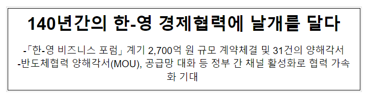 140년간의 한-영 경제협력에 날개를 달다 140년간의 한-영 경제협력에 날개를 달다