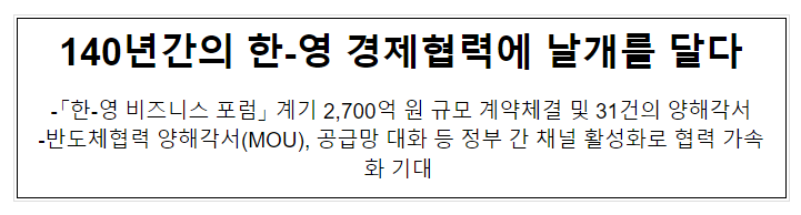 140년간의 한-영 경제협력에 날개를 달다