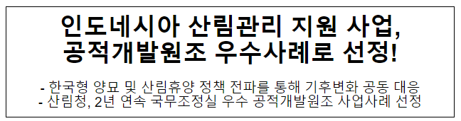 인도네시아 산림관리 지원 사업, 공적개발원조 우수사례로 선정!