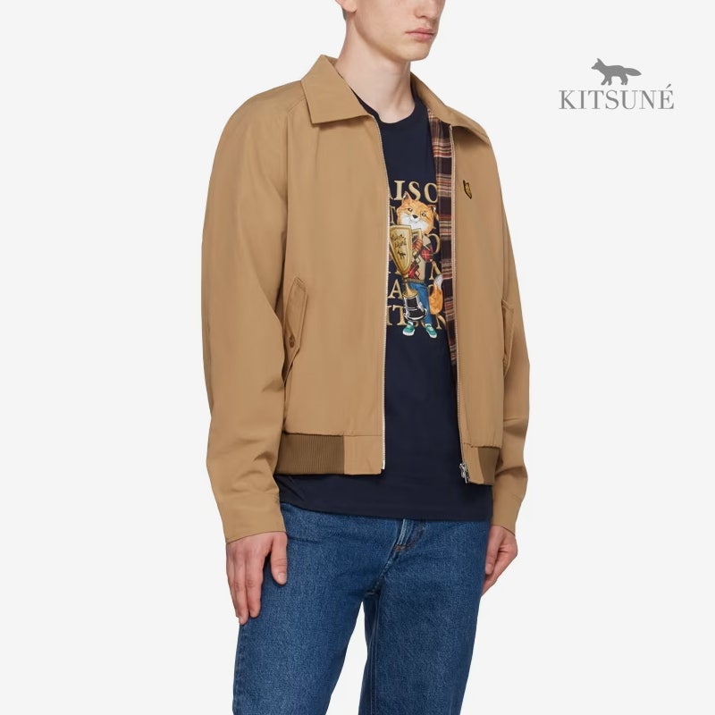 메종키츠네 23FW BOLD FOX HEAD 파치 해링턴 코튼 자켓 BE