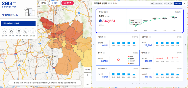  [통계정보서비스] SGIS로 우리 동네 정보를 한 눈에, <지역변화 상황지도>