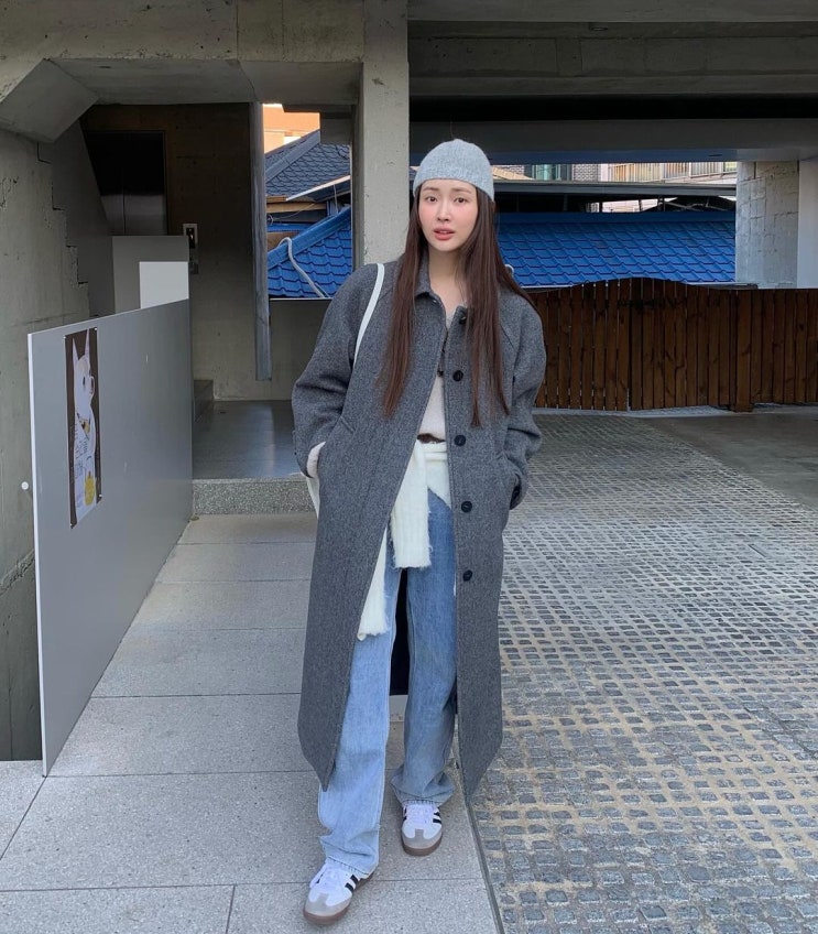  연예인 사복 패션 1대장 차정원의 여성 발마칸 롱 코트 코디 추천