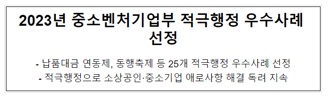 2023년 중소벤처기업부 적극행정 우수사례 선정 2023년 중소벤처기업부 적극행정 우수사례 선정